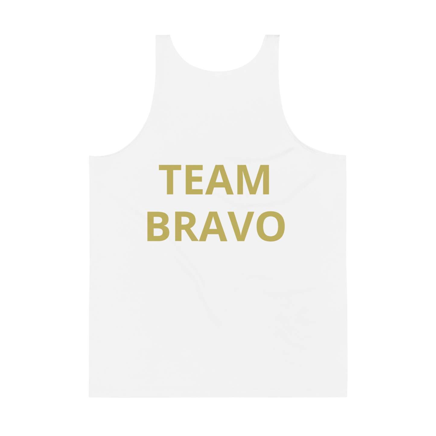 Team Bravo Unisex Tank Top in White & Gold