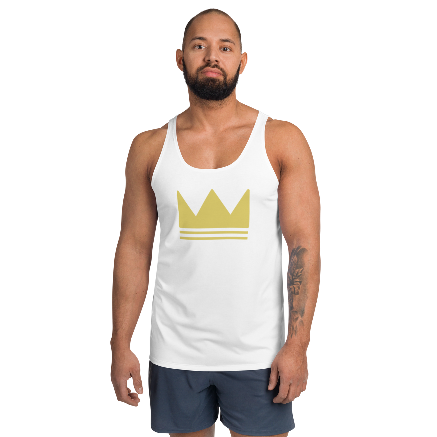 Team Bravo Unisex Tank Top in White & Gold