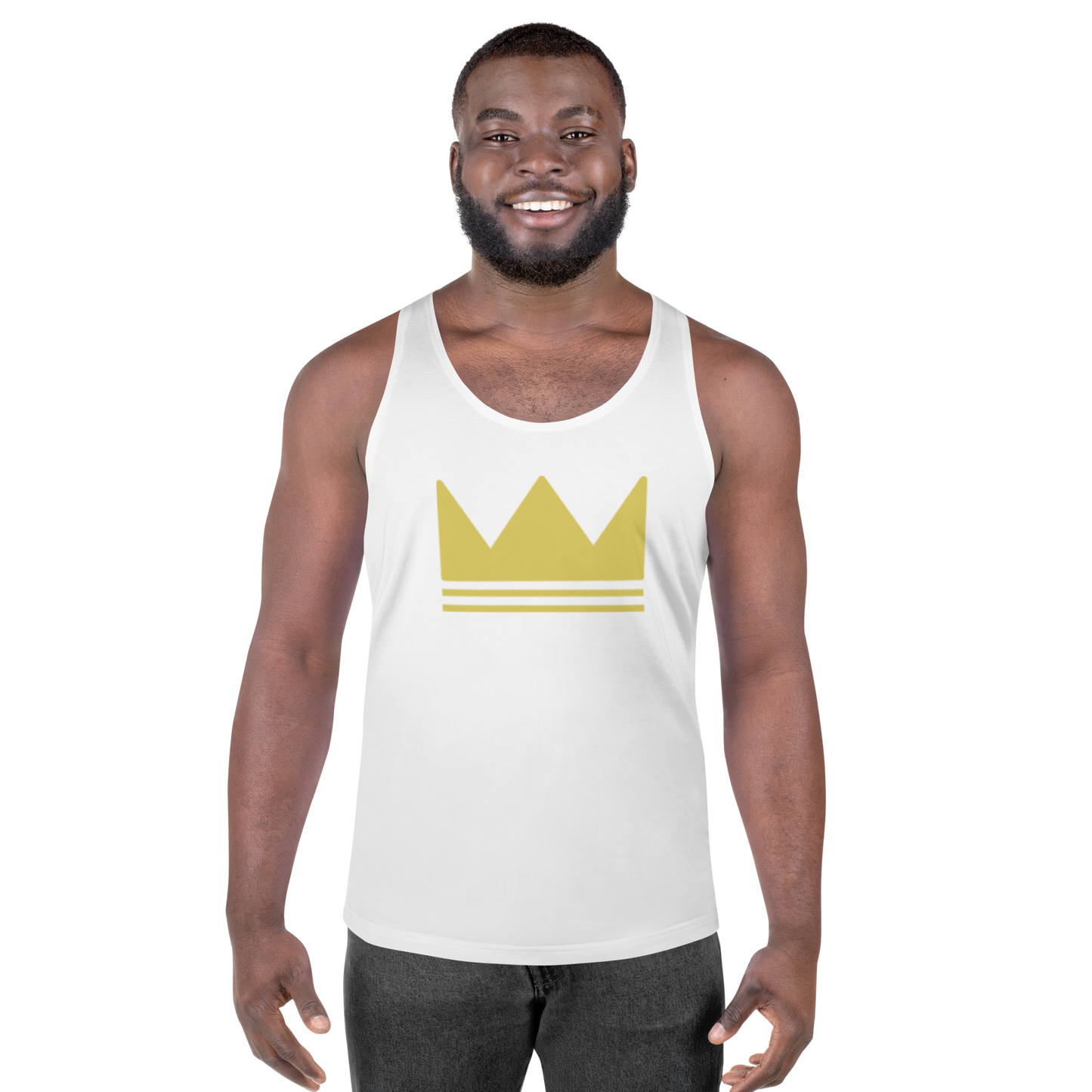 Team Bravo Unisex Tank Top in White & Gold