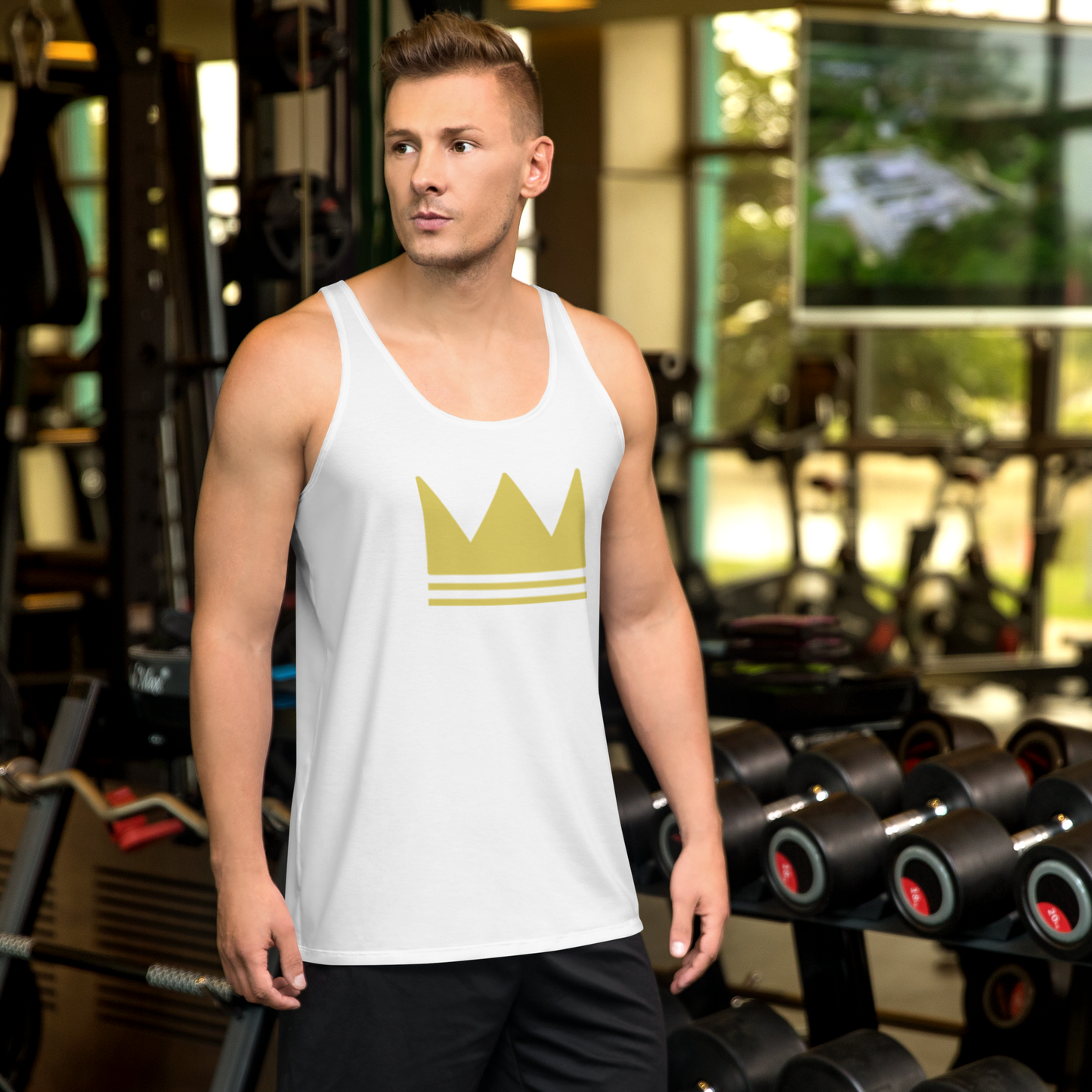 Team Bravo Unisex Tank Top in White & Gold