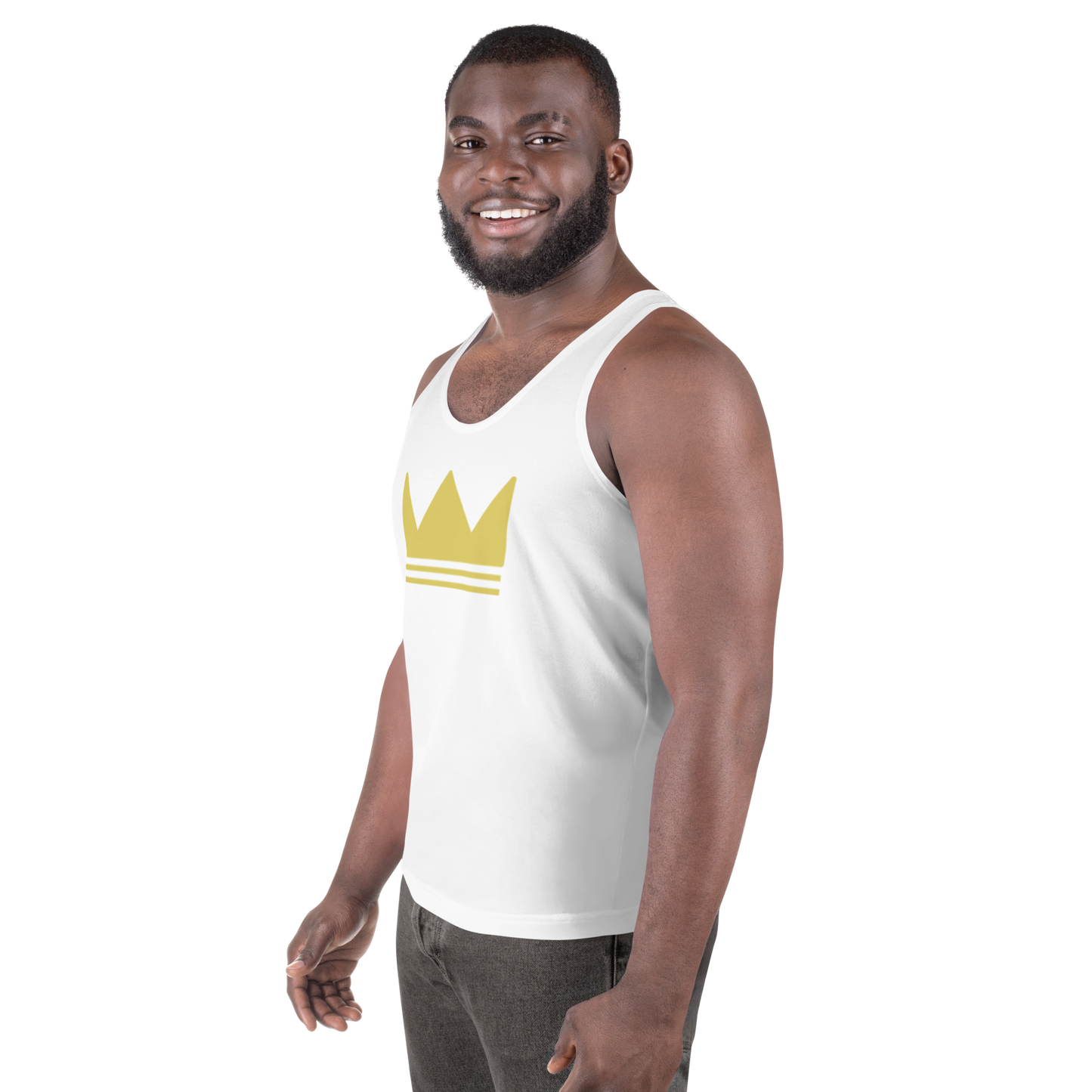 Team Bravo Unisex Tank Top in White & Gold