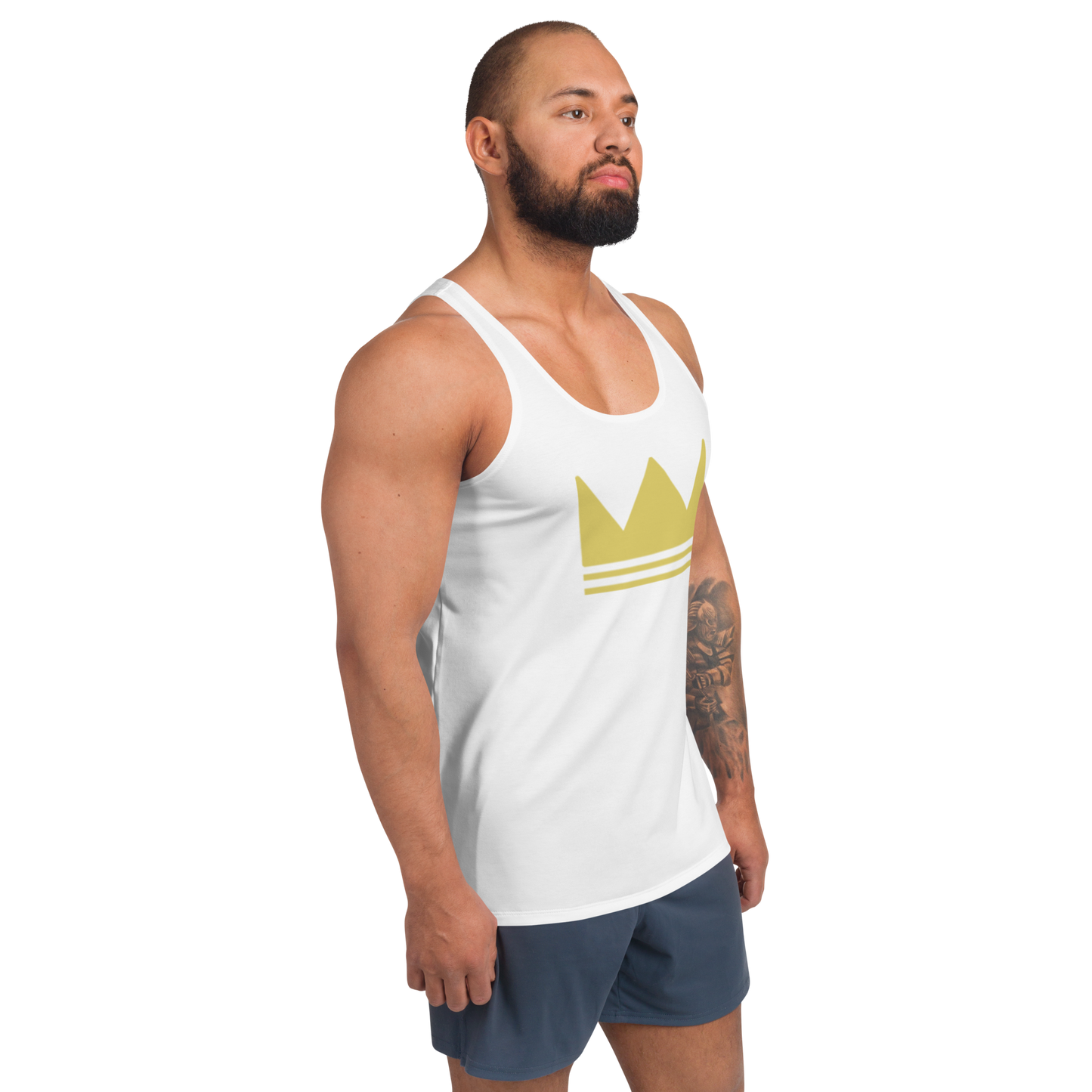 Team Bravo Unisex Tank Top in White & Gold