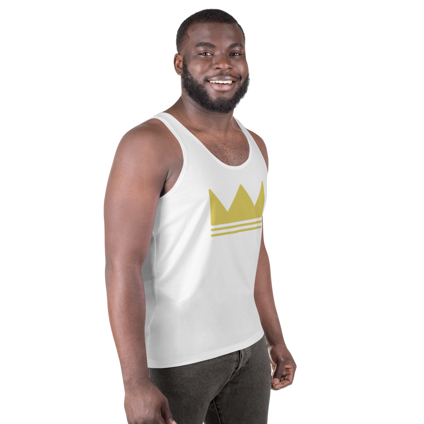 Team Bravo Unisex Tank Top in White & Gold