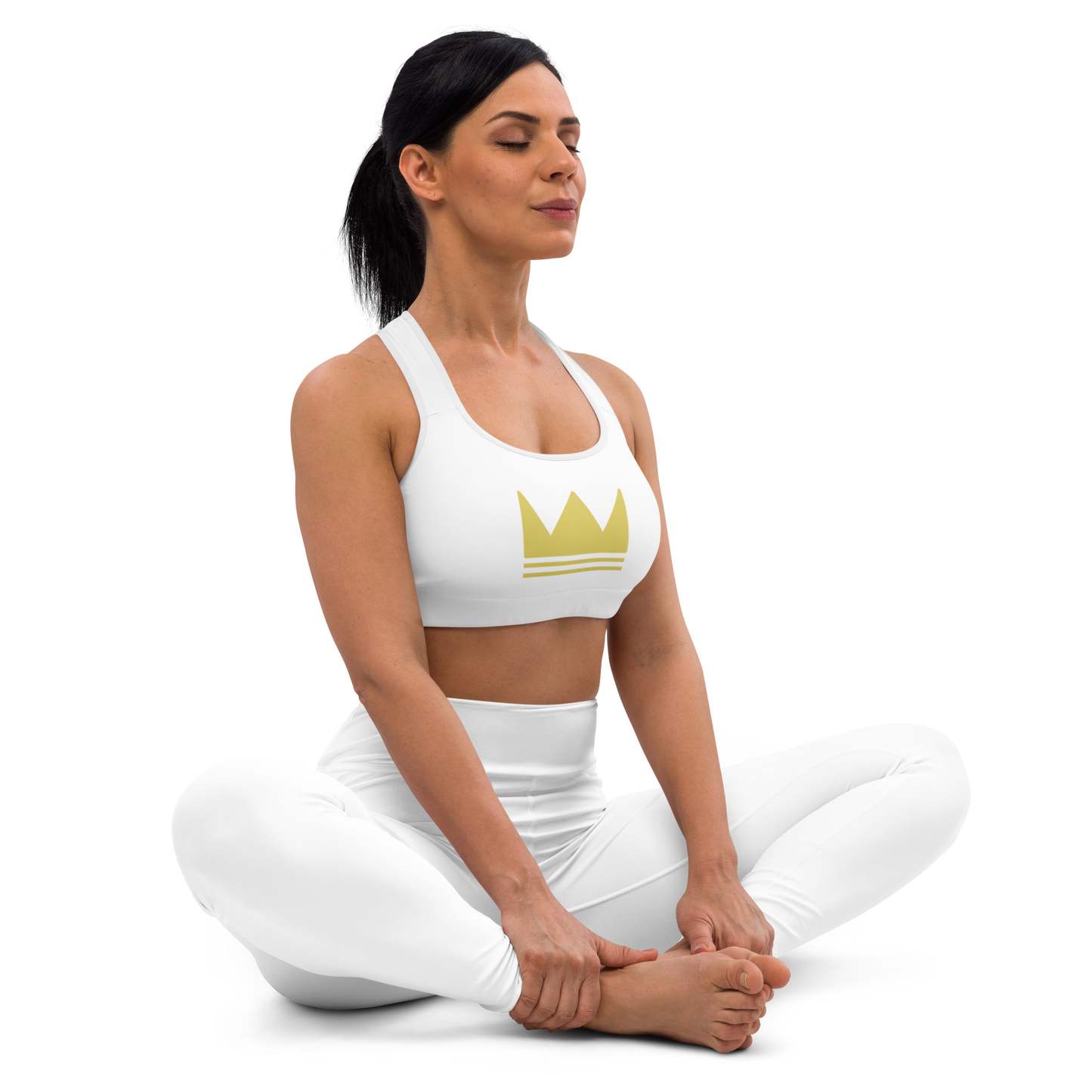 Team Bravo Padded Sports Bra White & Gold