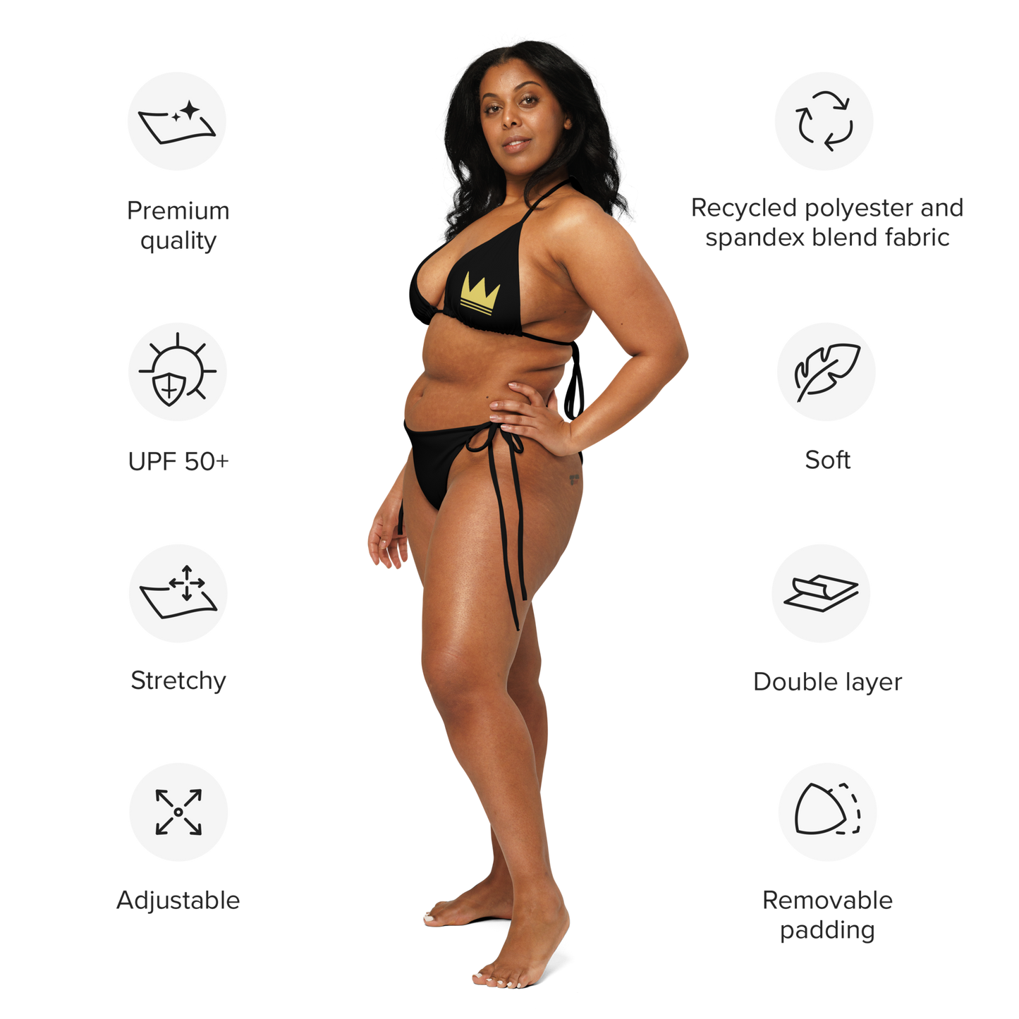 Team Bravo String Bikini set Black & Gold