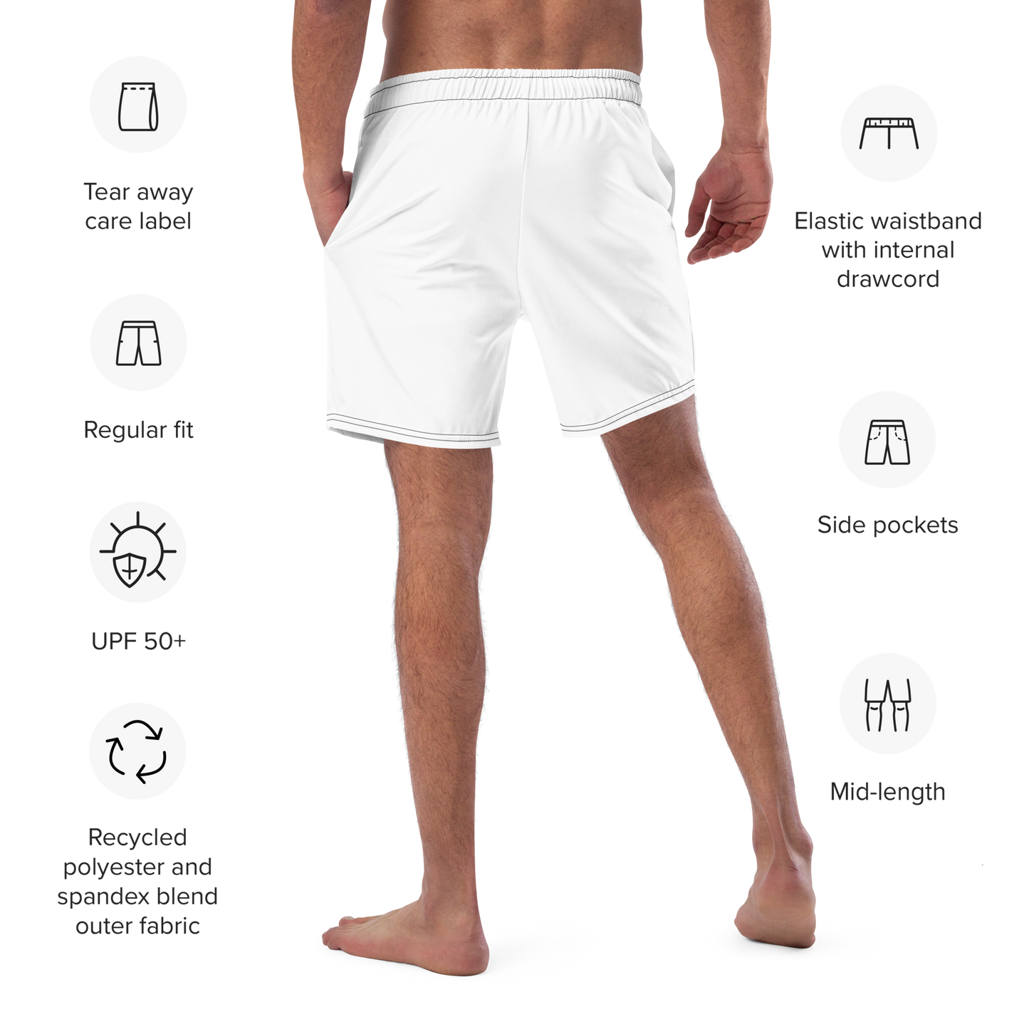 Team Bravo Men's Swim Trunks White & Gold