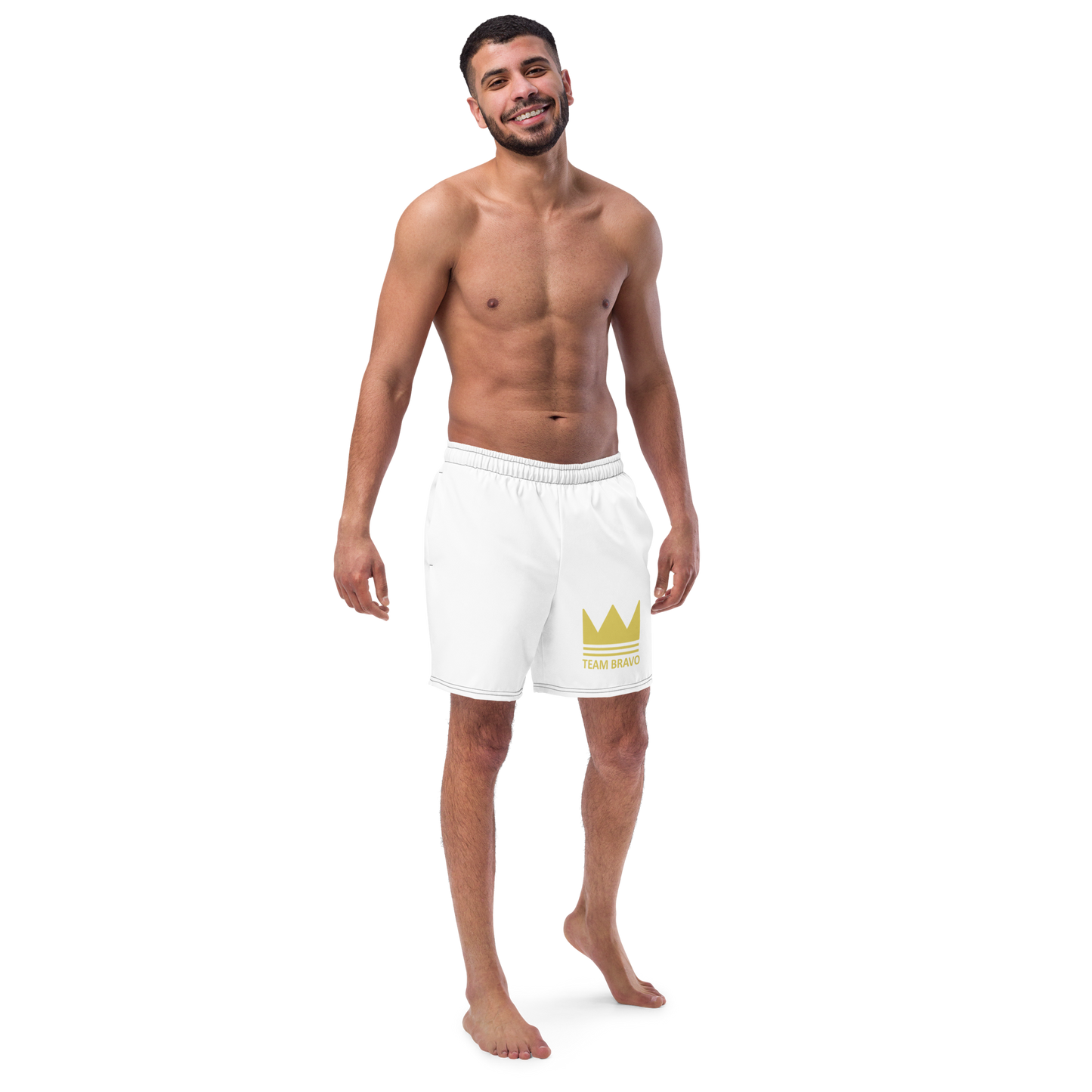Team Bravo Men's Swim Trunks White & Gold