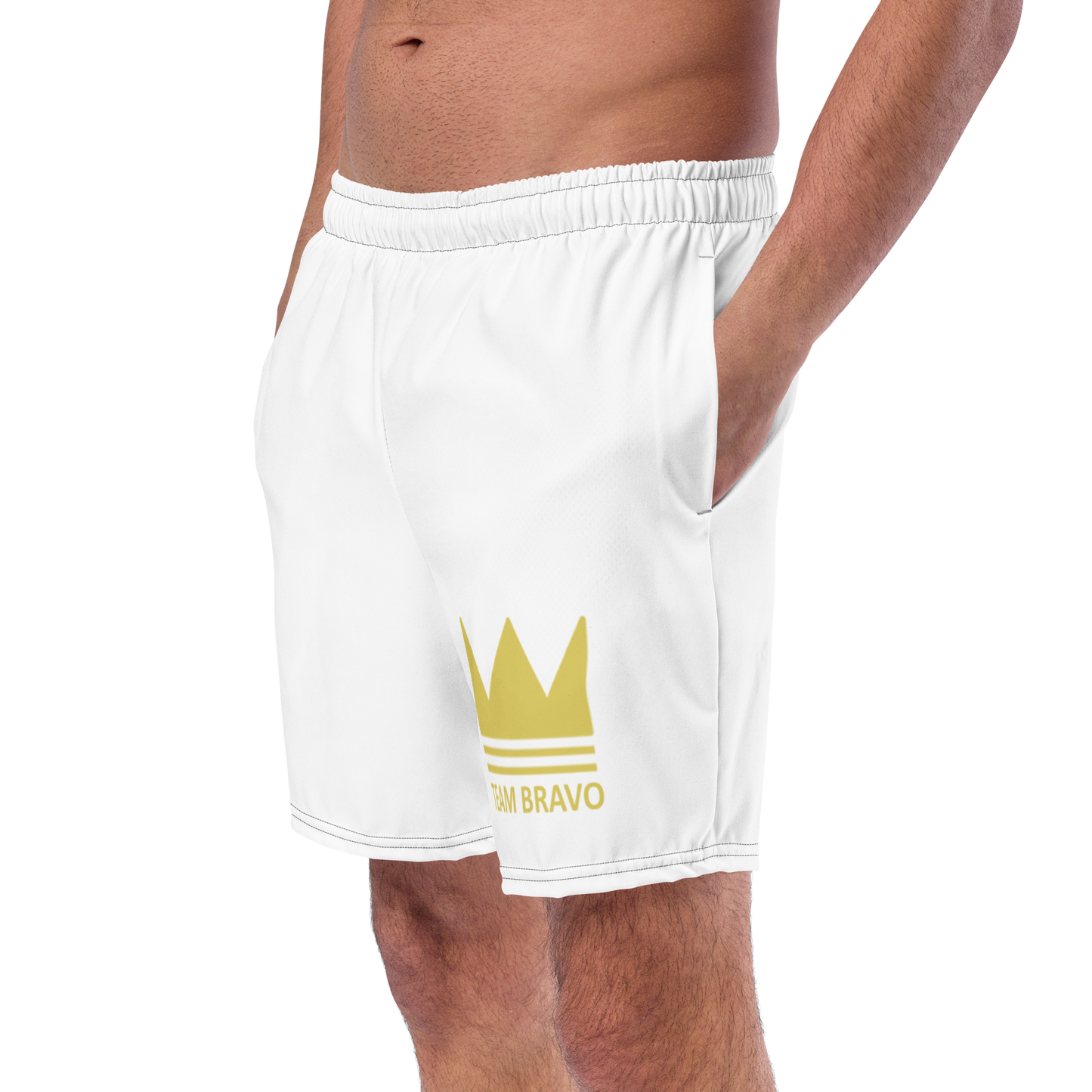 Team Bravo Men's Swim Trunks White & Gold