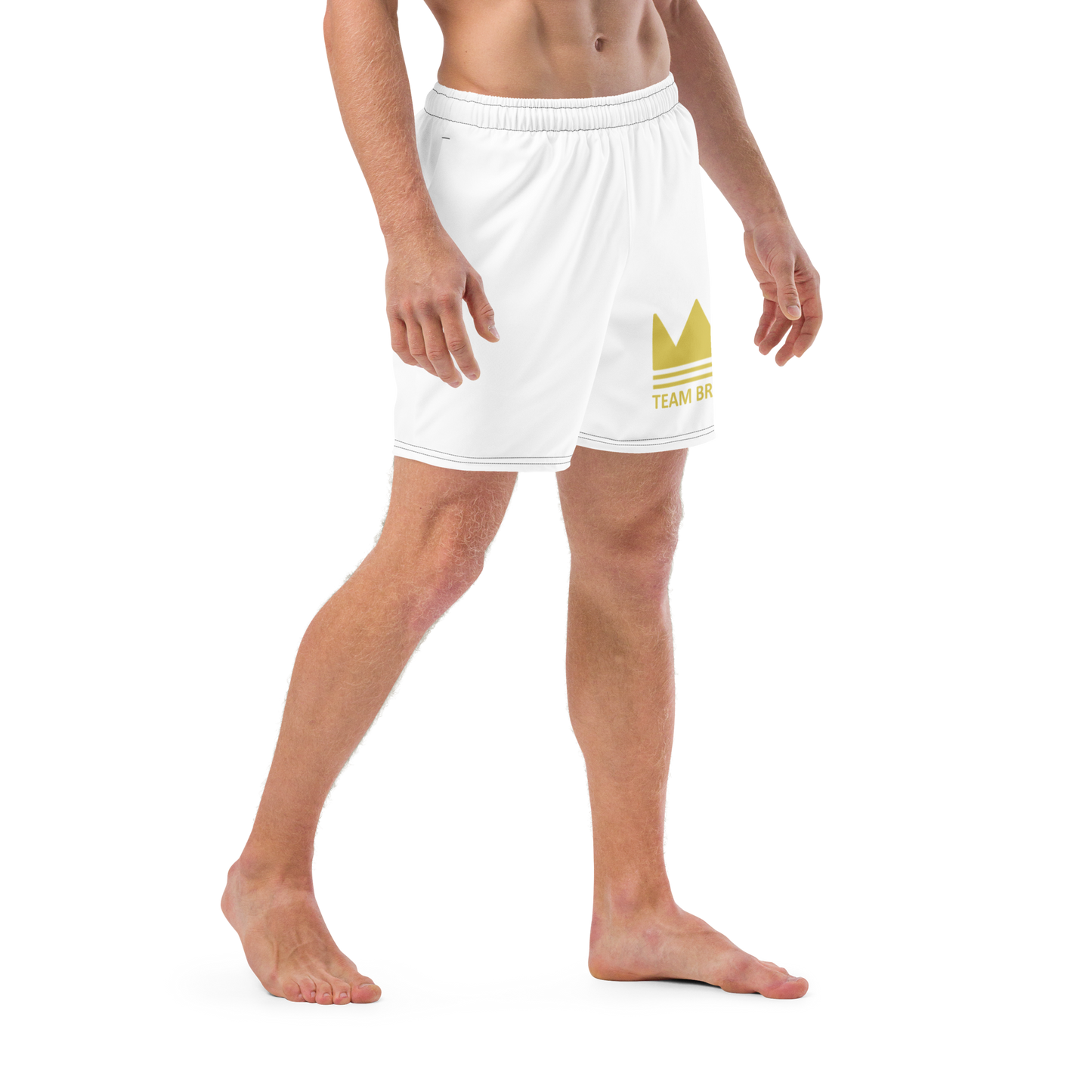Team Bravo Men's Swim Trunks White & Gold