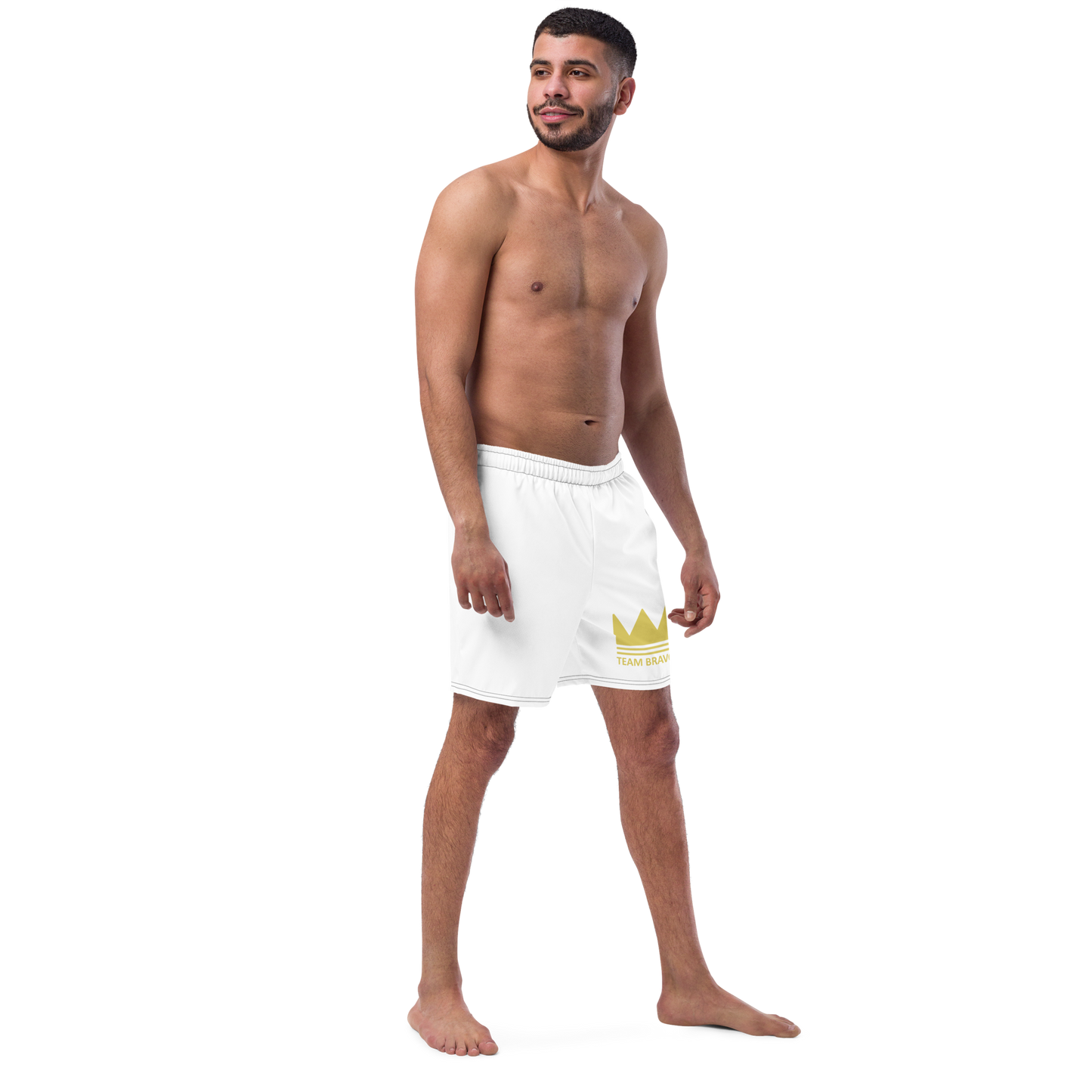 Team Bravo Men's Swim Trunks White & Gold