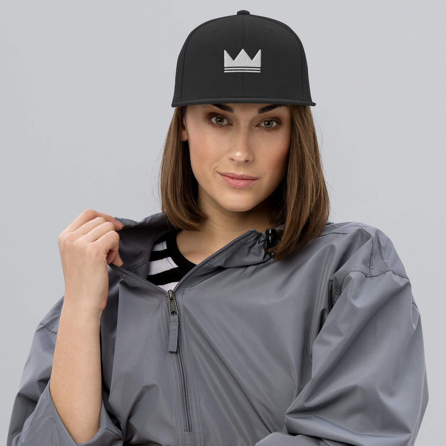 Team Bravo Snapback Hat Black & White