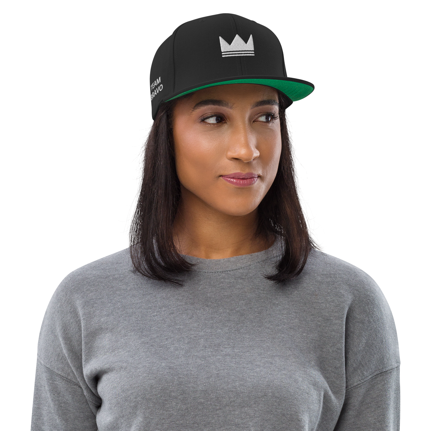 Team Bravo Snapback Hat Black & White
