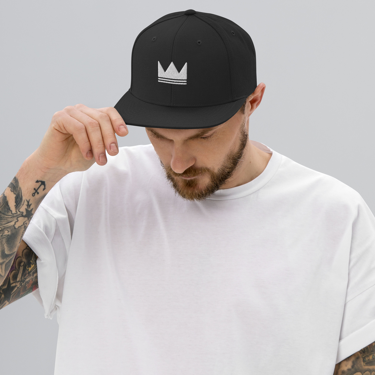 Team Bravo Snapback Hat Black & White