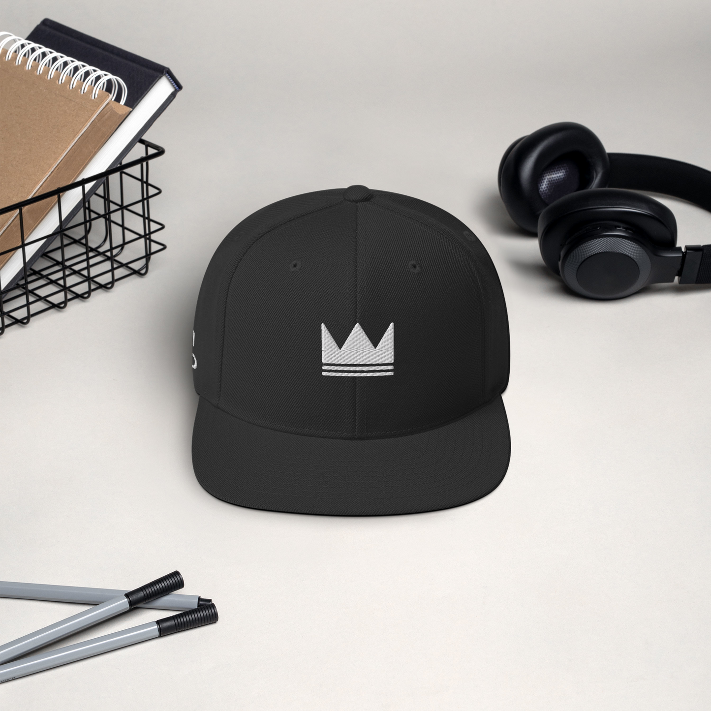 Team Bravo Snapback Hat Black & White