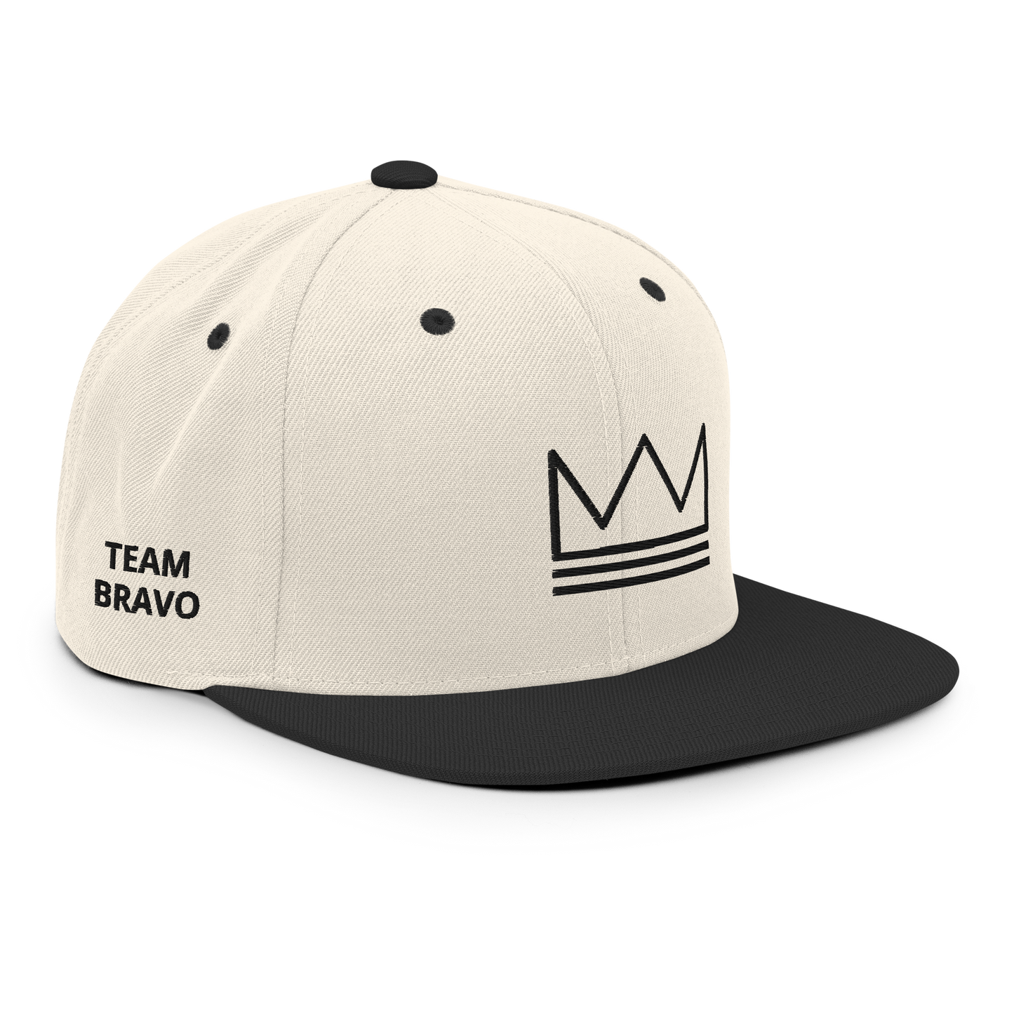Team Bravo Snapback Hat White & Black