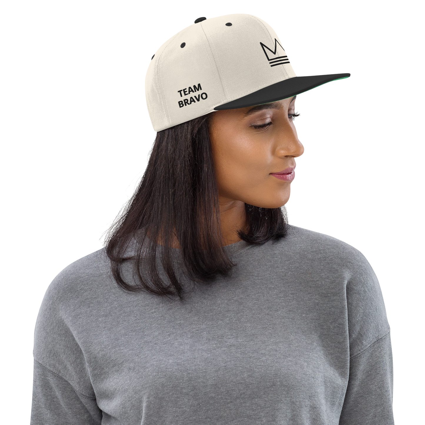 Team Bravo Snapback Hat White & Black