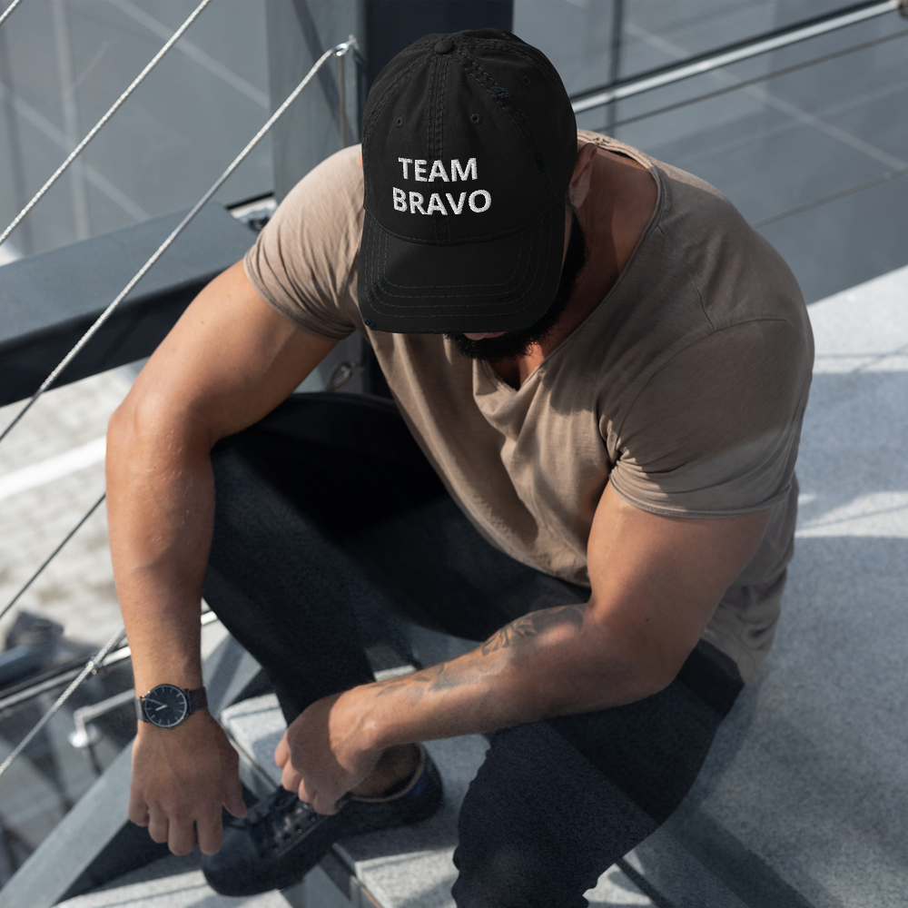 Original Team Bravo Urban Edge Distressed Dad Hat - Black & White