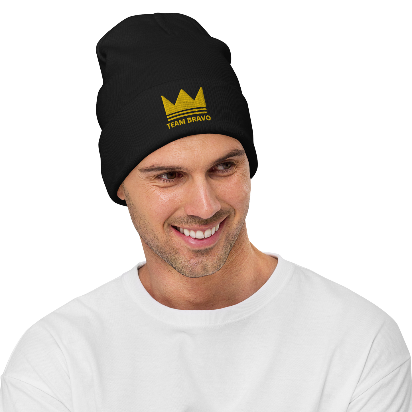 Team Bravo Embroidered Beanie Black & Gold