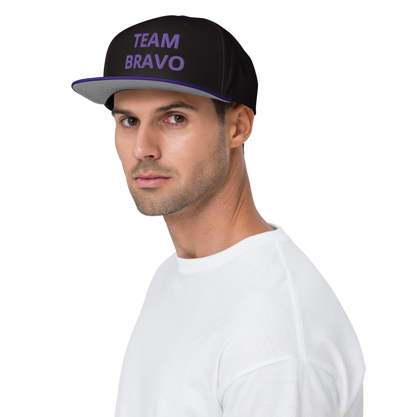 Team Bravo Snapback Hat Purple & Black
