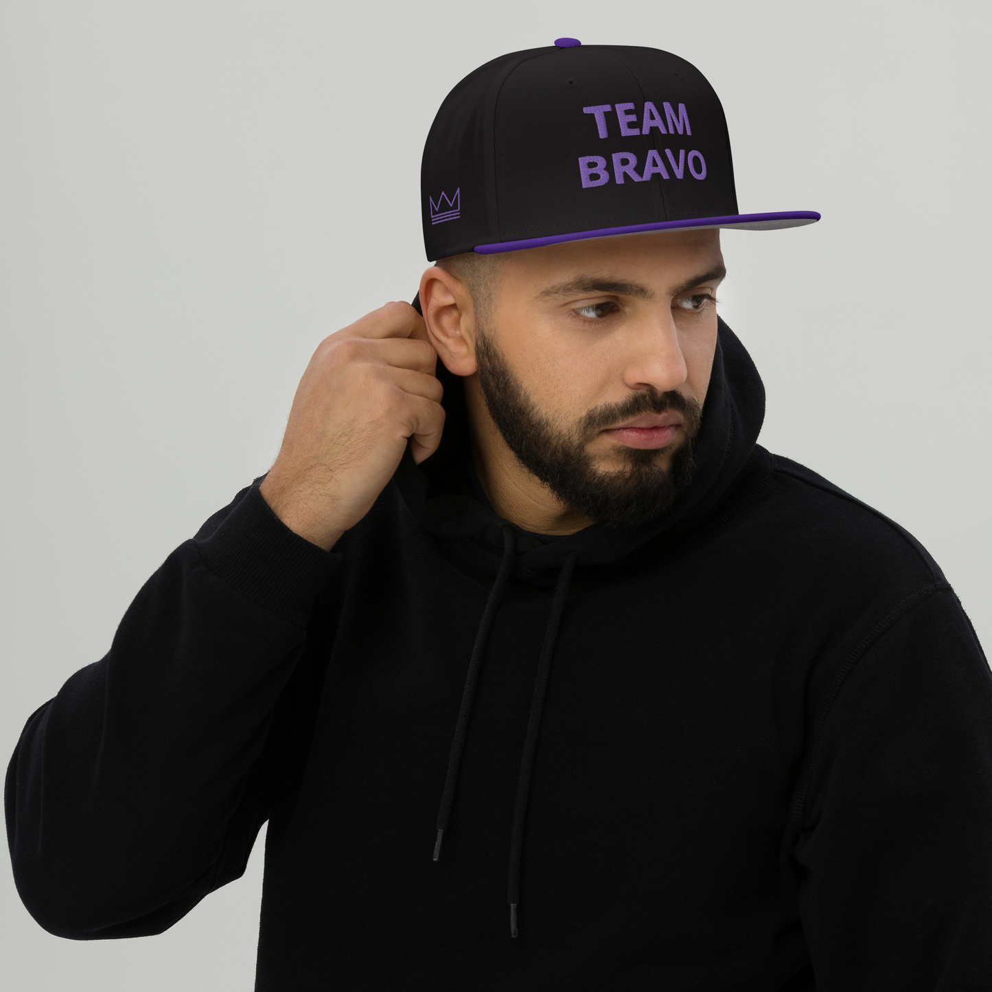 Team Bravo Snapback Hat Purple & Black