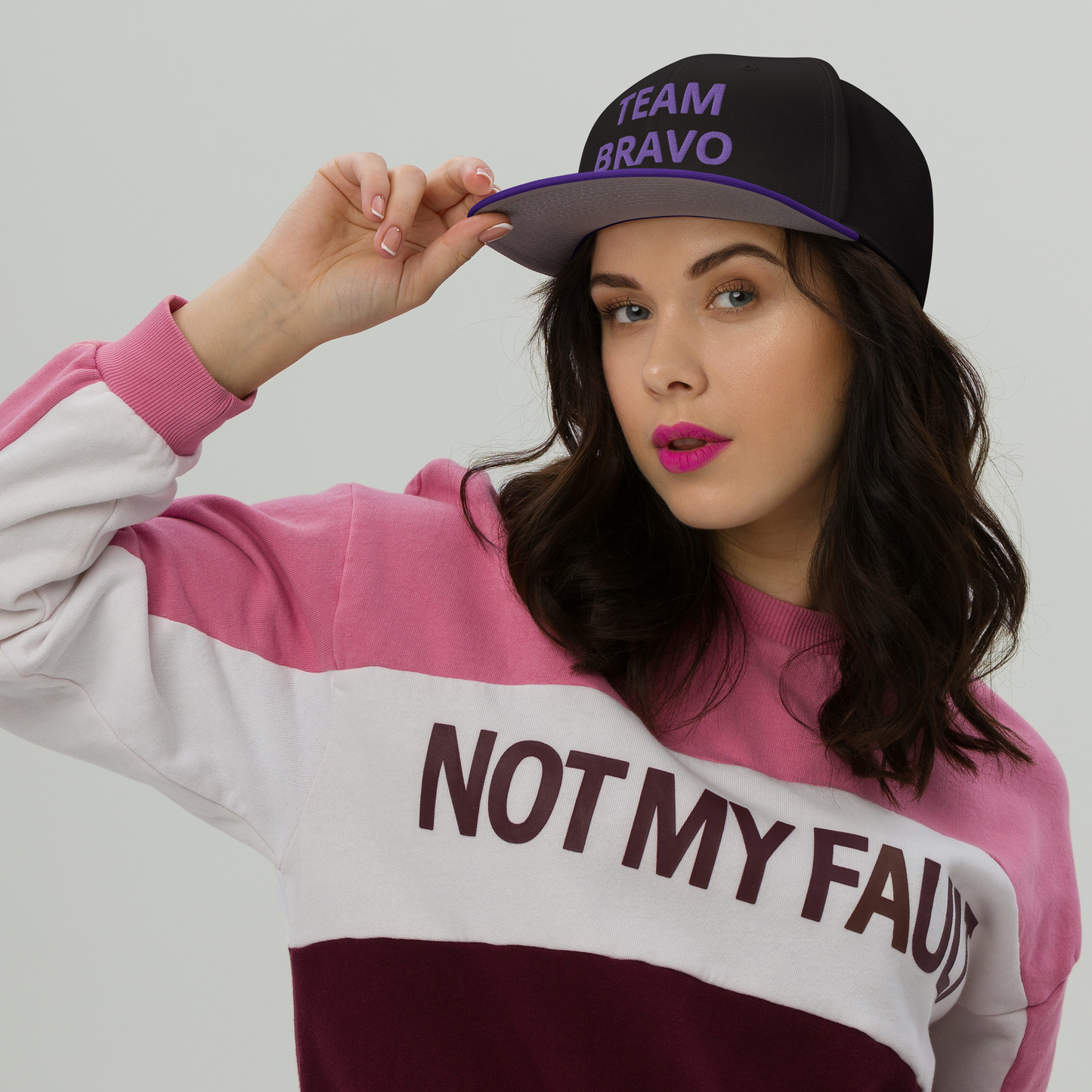 Team Bravo Snapback Hat Purple & Black