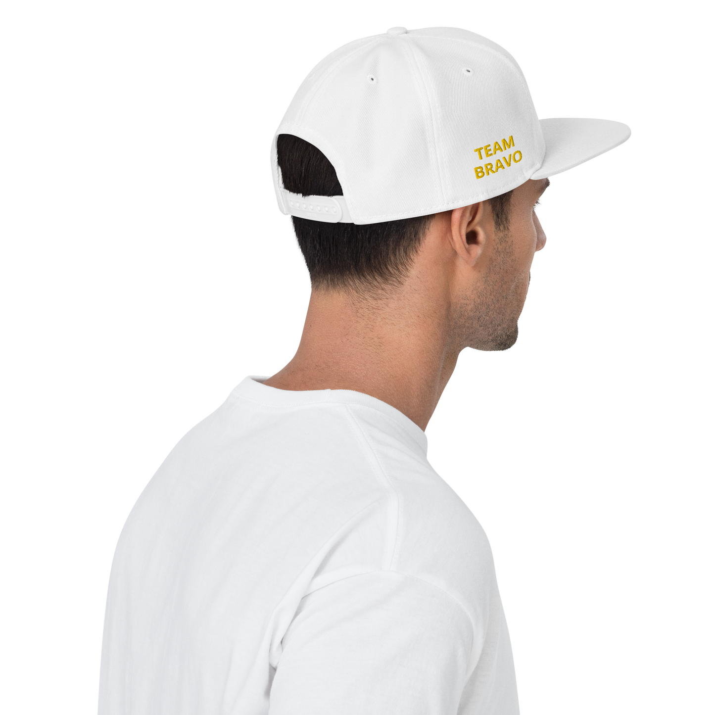 Team Bravo Snapback Hat White & Gold
