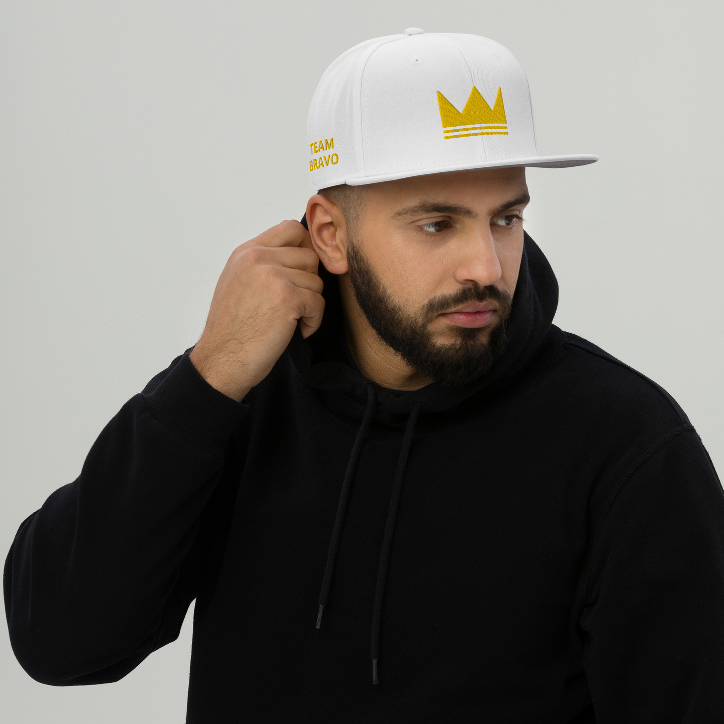 Team Bravo Snapback Hat White & Gold