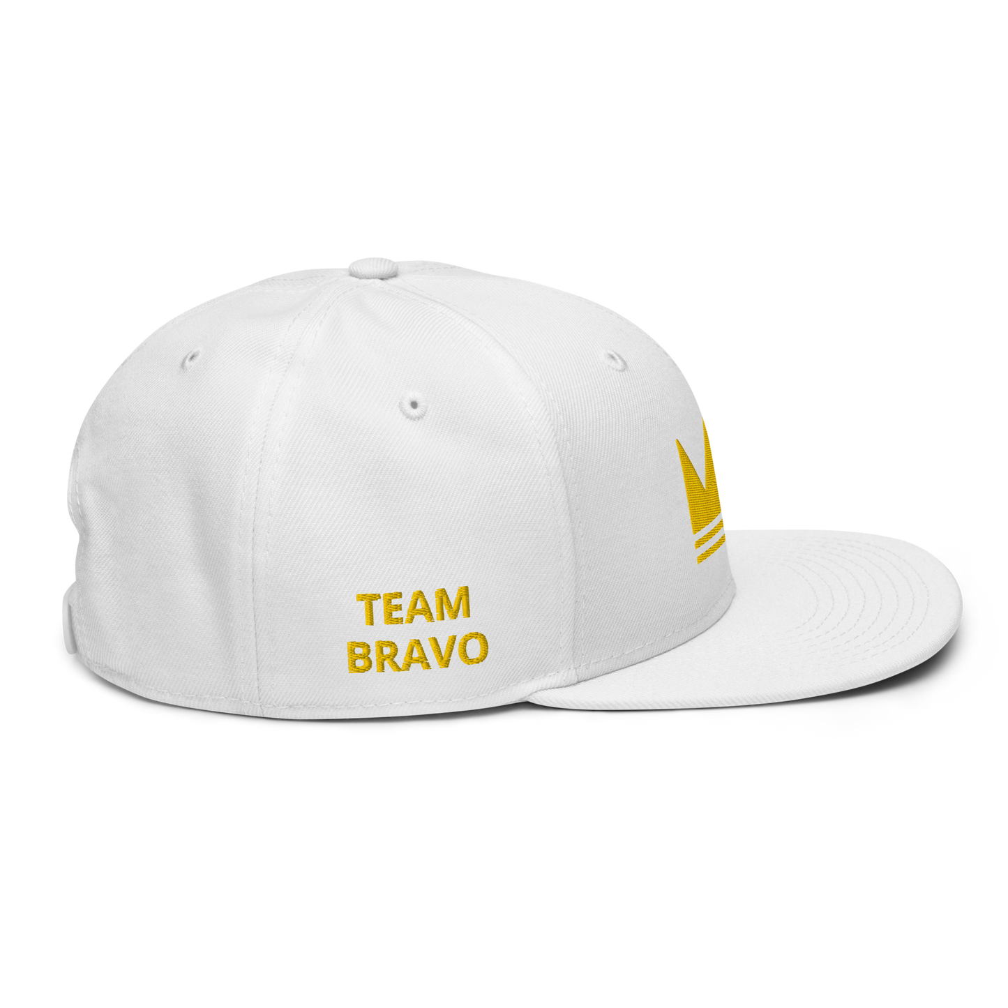 Team Bravo Snapback Hat White & Gold