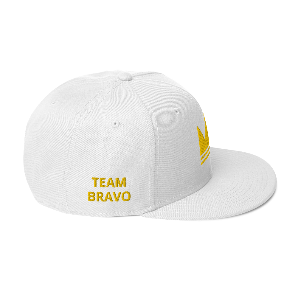 Team Bravo Snapback Hat White & Gold
