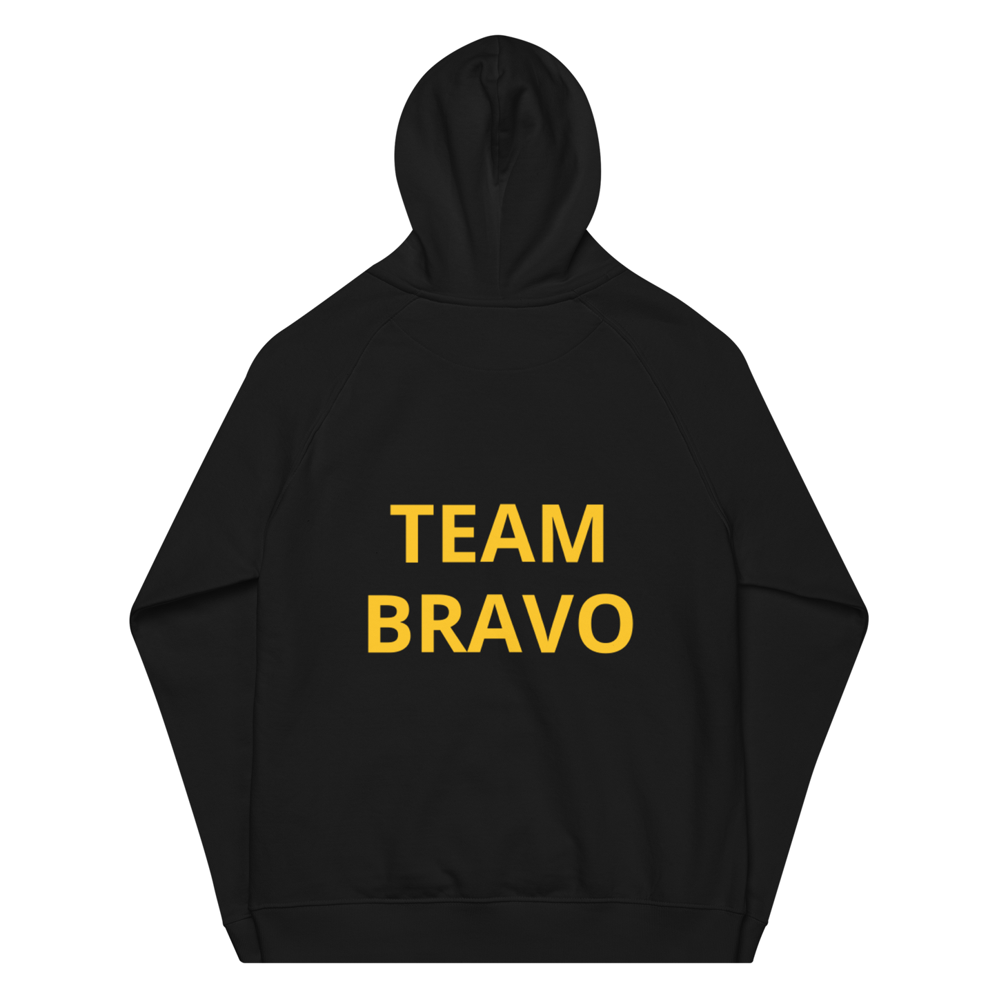 Team Bravo Unisex Eco Raglan Hoodie Black & Gold