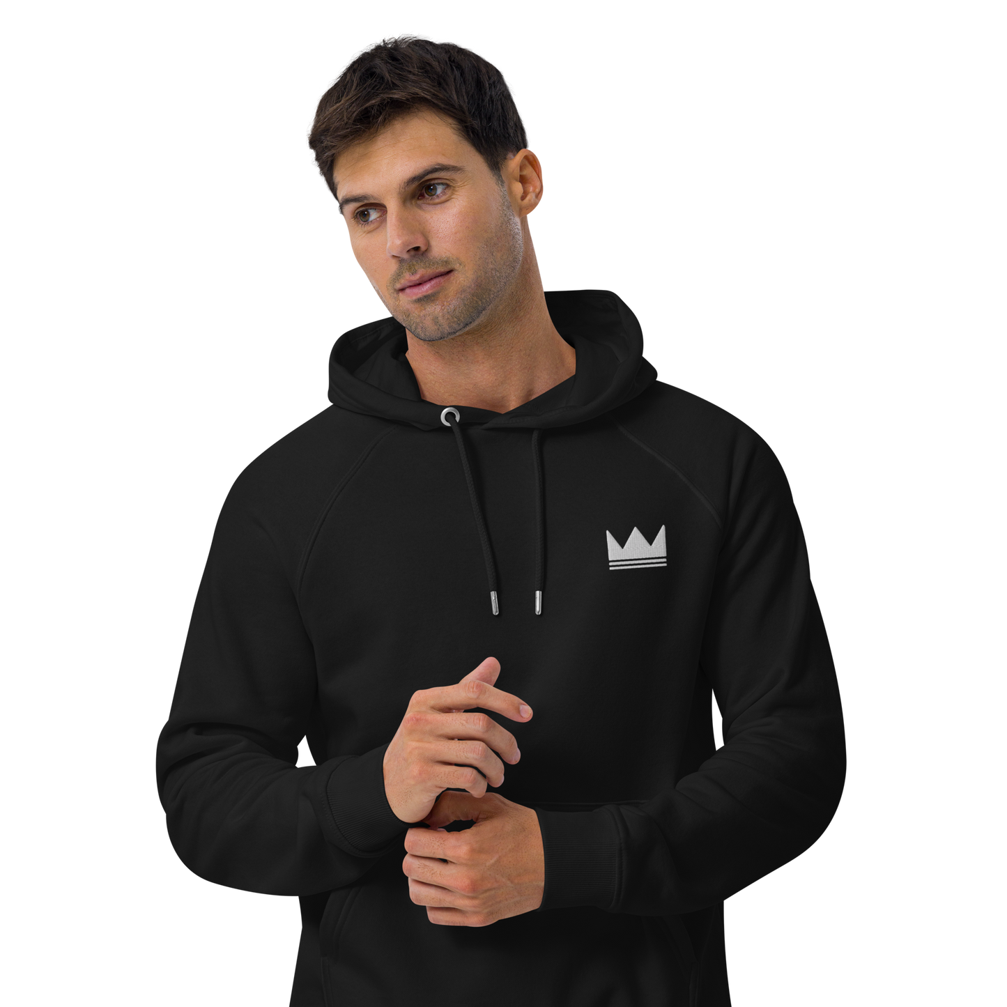 Team Bravo Unisex Eco Raglan Hoodie Black & White