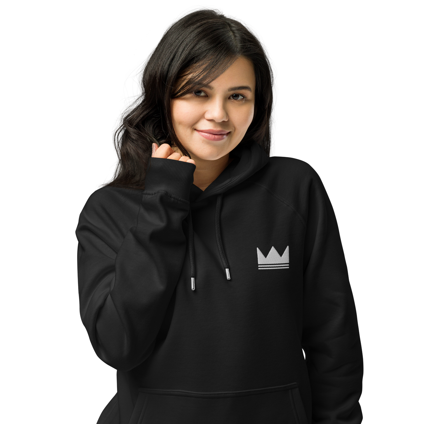 Team Bravo Unisex Eco Raglan Hoodie Black & White