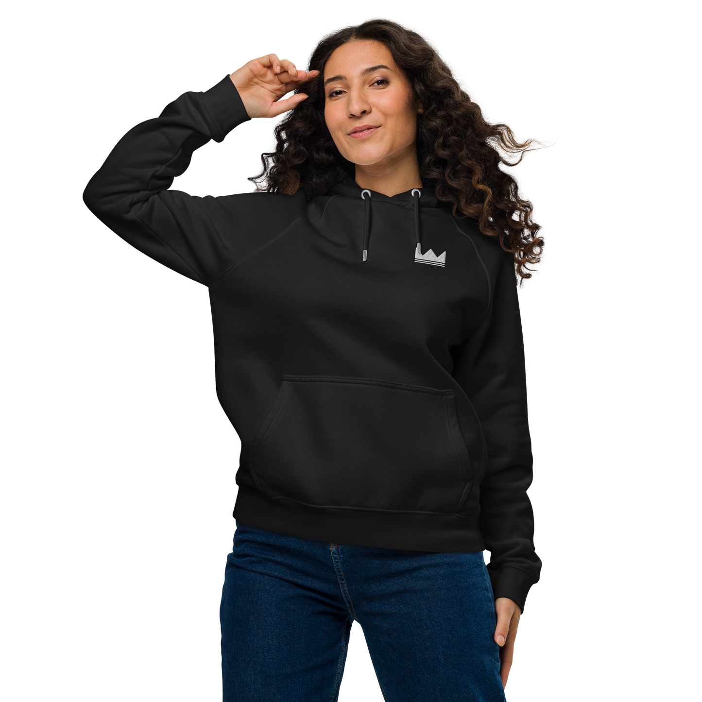 Team Bravo Unisex Eco Raglan Hoodie Black & White