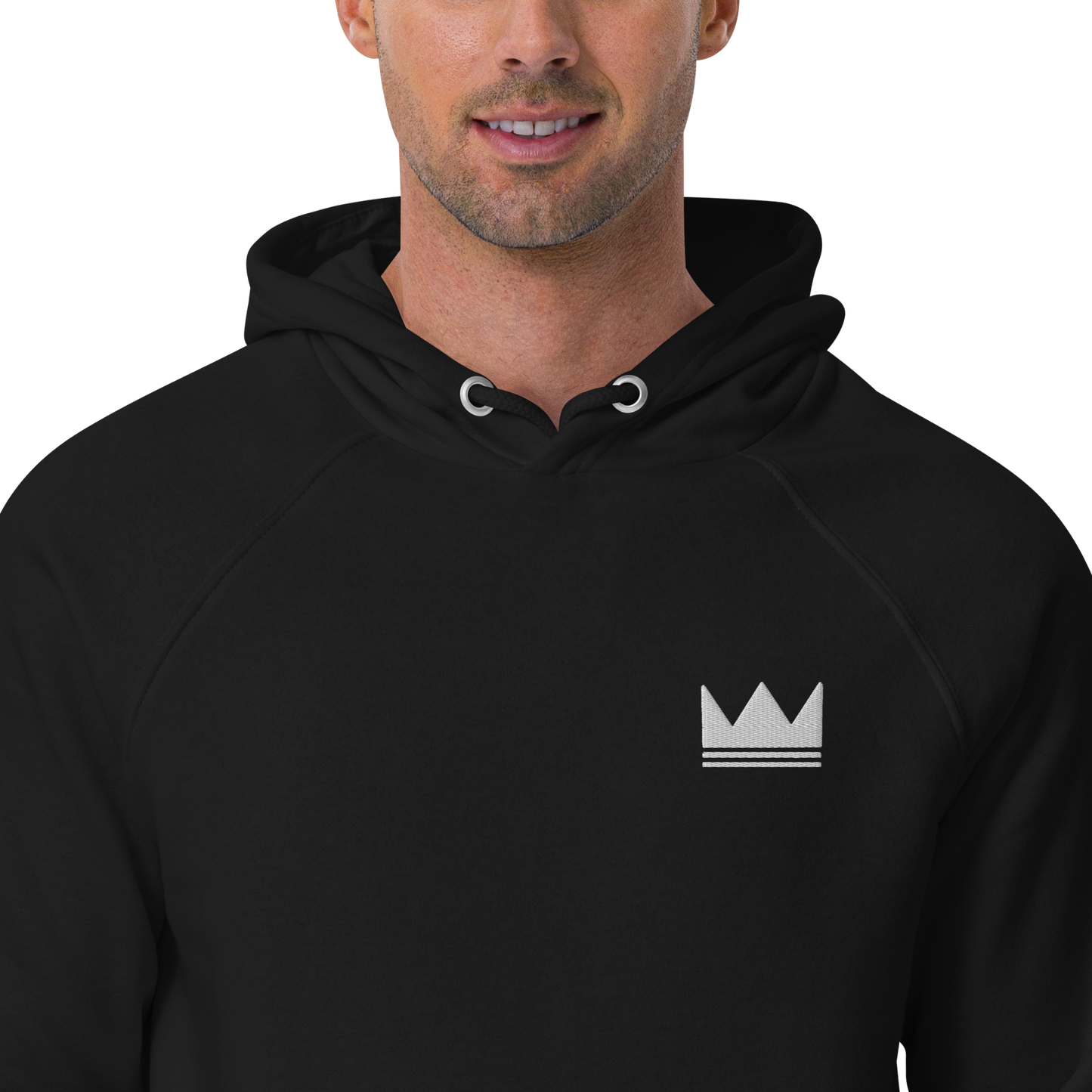 Team Bravo Unisex Eco Raglan Hoodie Black & White