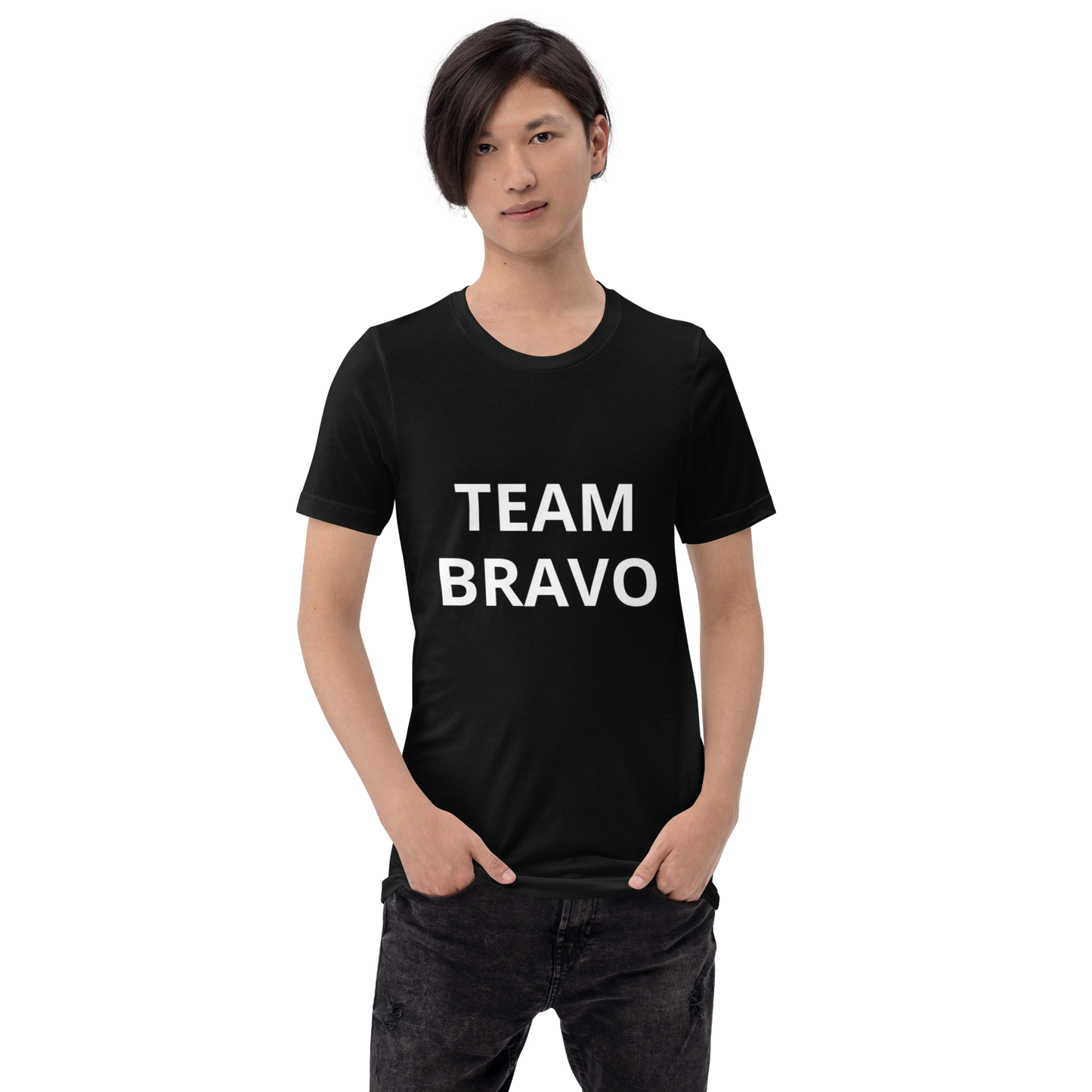 Team Bravo Promo Shirt Black & White with QR Code