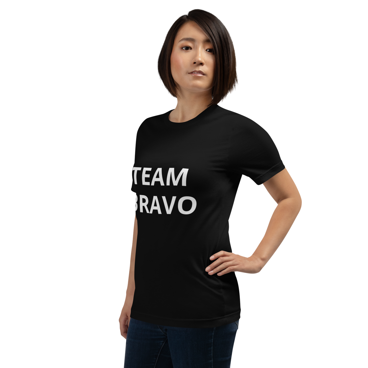 Team Bravo Promo Shirt Black & White with QR Code