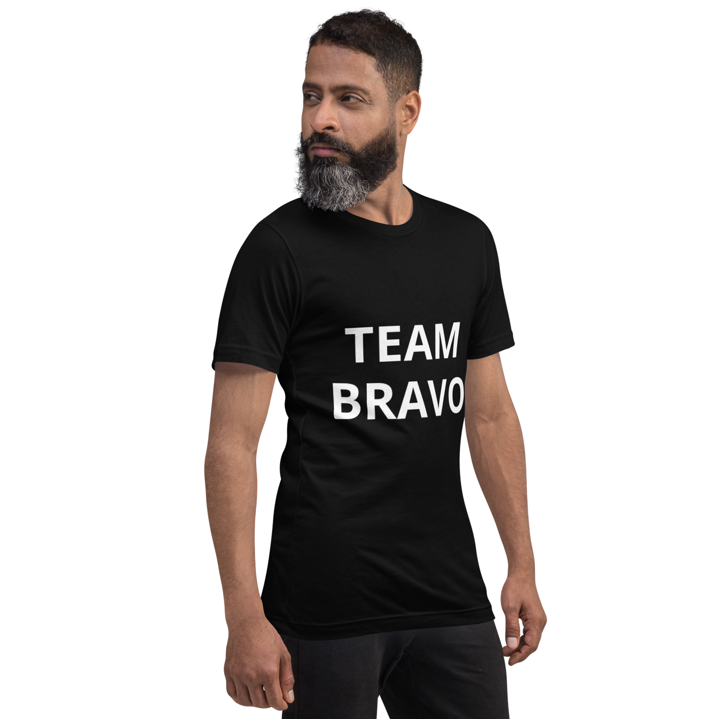 Team Bravo Promo Shirt Black & White with QR Code