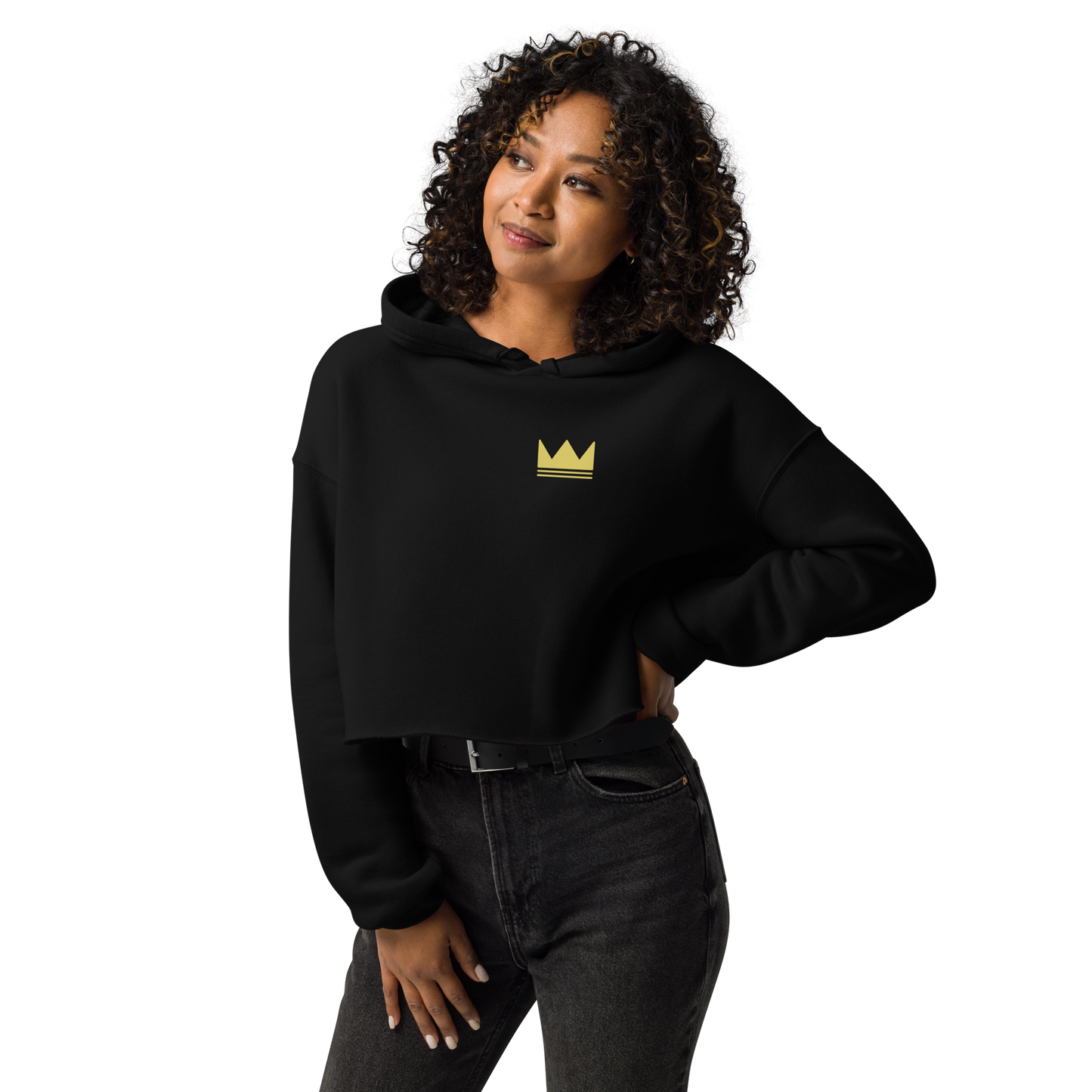 Team Bravo Crop Hoodie Black & Gold