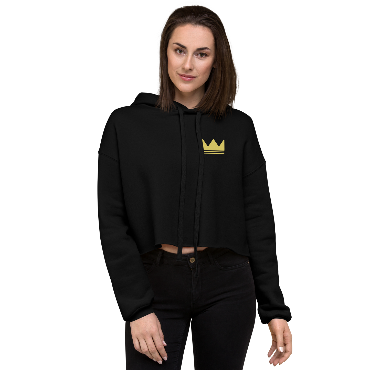 Team Bravo Crop Hoodie Black & Gold