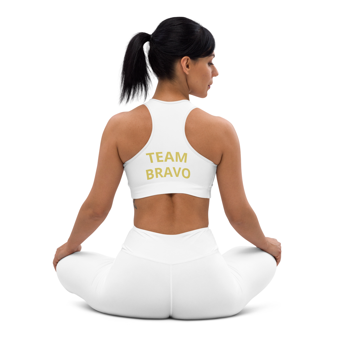 Team Bravo Padded Sports Bra White & Gold