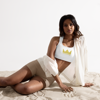 Team Bravo Padded Sports Bra White & Gold
