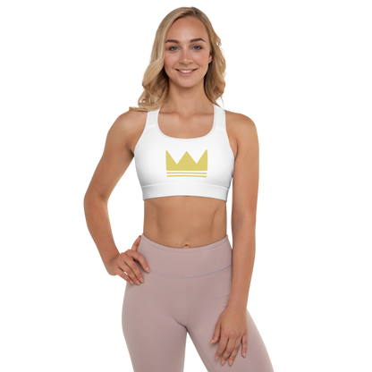 Team Bravo Padded Sports Bra White & Gold