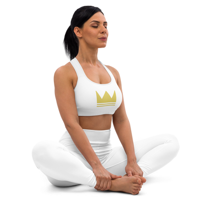 Team Bravo Padded Sports Bra White & Gold