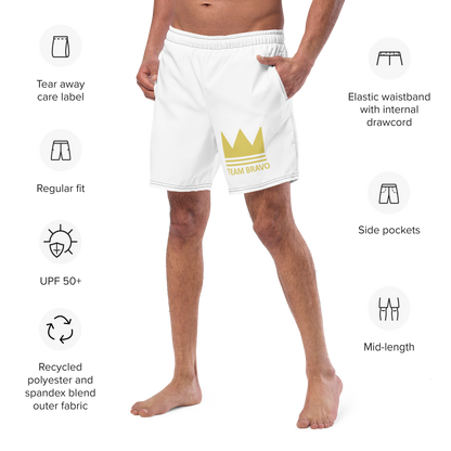Team Bravo Men's Swim Trunks White & Gold