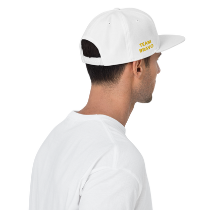 Team Bravo Snapback Hat White & Gold