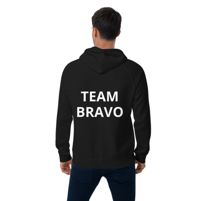 Team Bravo Unisex Eco Raglan Hoodie Black & White