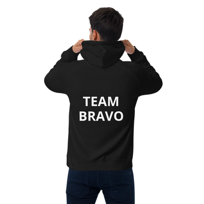 Team Bravo Unisex Eco Raglan Hoodie Black & White