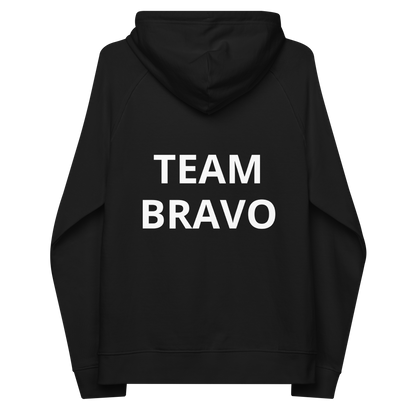 Team Bravo Unisex Eco Raglan Hoodie Black & White